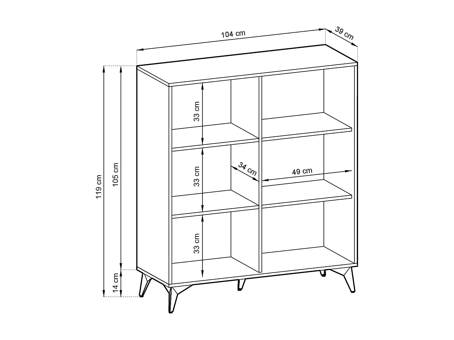 Buffet 2 portes en bois lamellé 104x119 cm