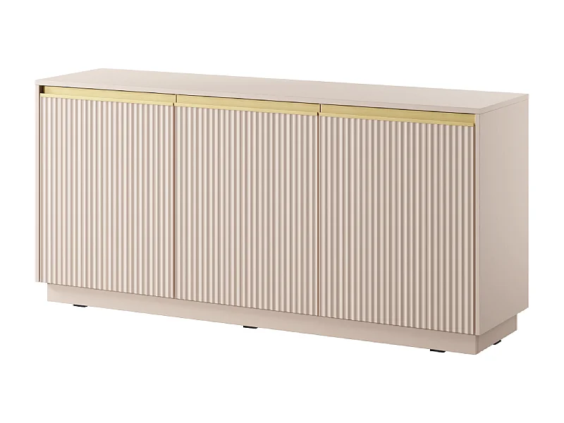 Buffet 3 portes en bois lamellé beige 154x72 cm