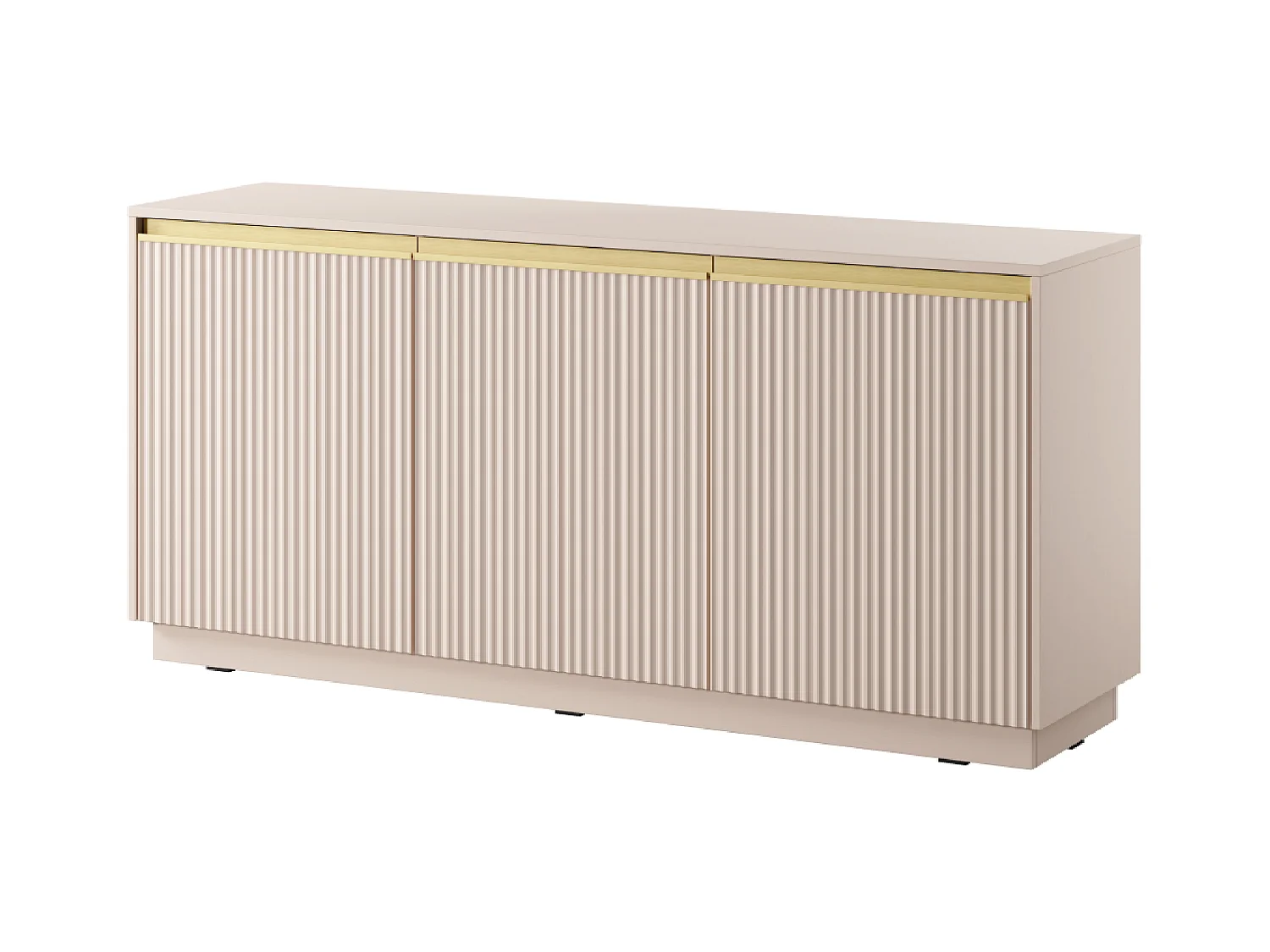 Buffet 3 portes en bois lamellé beige 154x72 cm