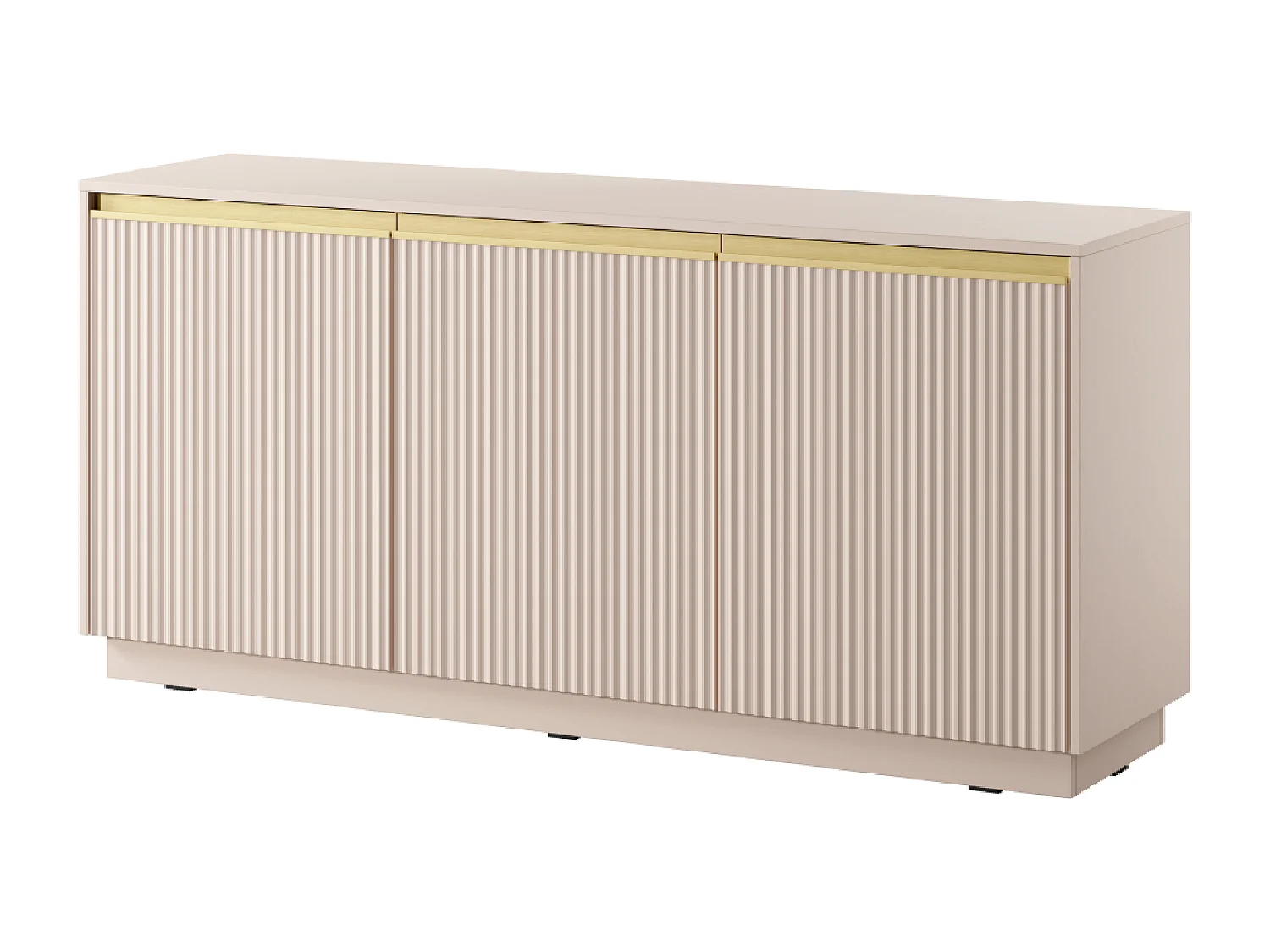 Buffet 3 portes en bois lamellé beige 154x72 cm