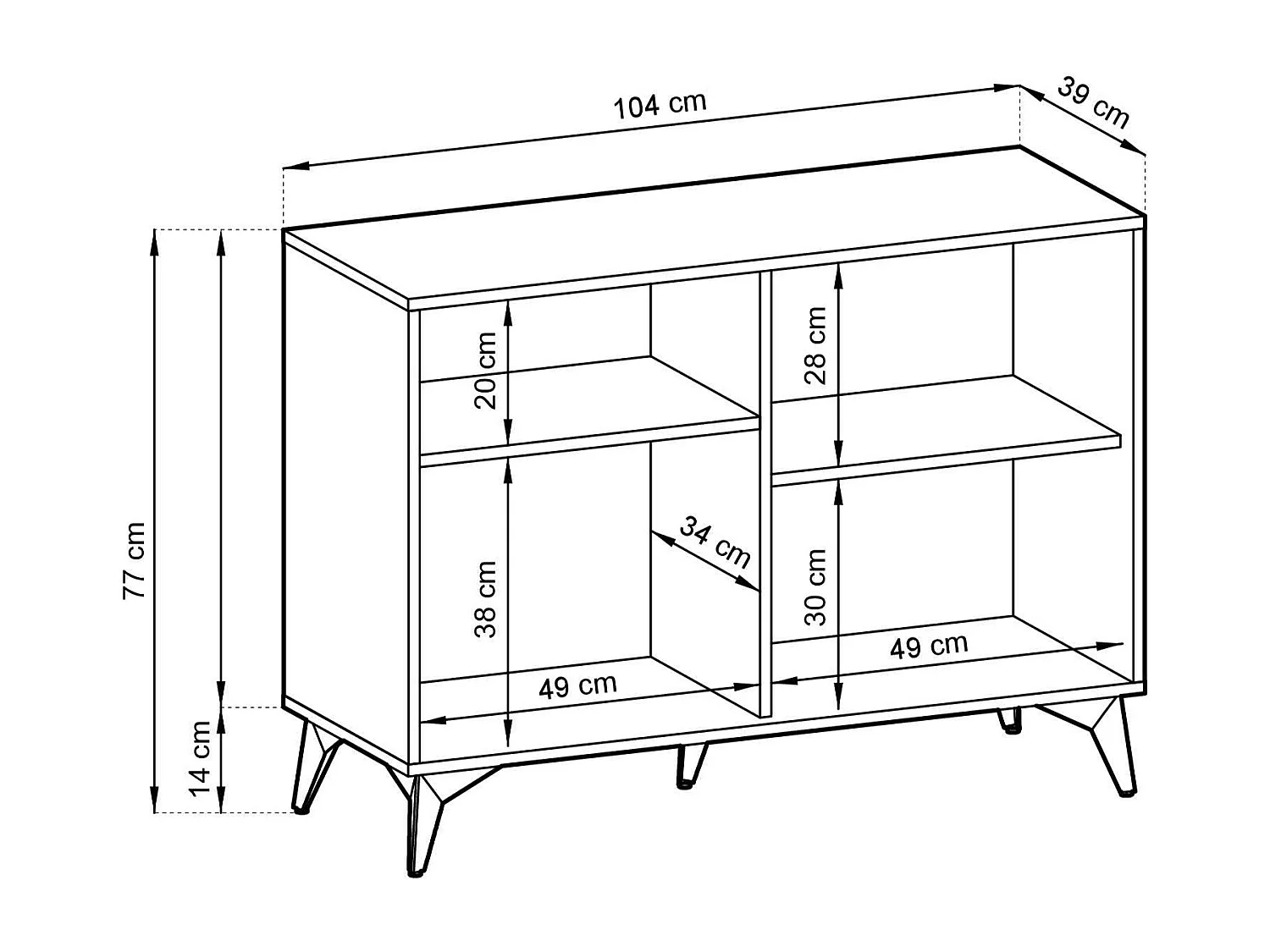 Buffet 2 portes en bois lamellé 104x77 cm