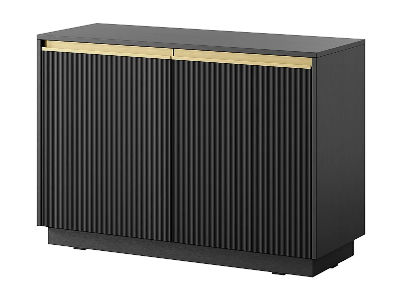 Buffet 2 portes en bois laminé noir 104x72 cm