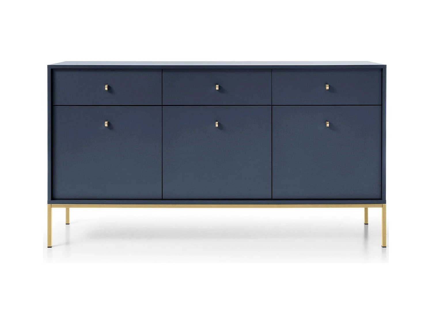 Sideboard mit 3 Türen und 3 Schubladen, mit goldenen Metallfüßen, 154 x 83 cm