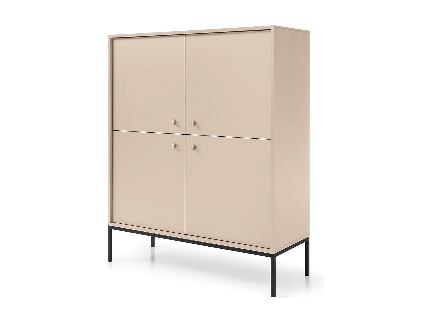 Buffet 4 portes avec pieds en métal noir 104x125 cm