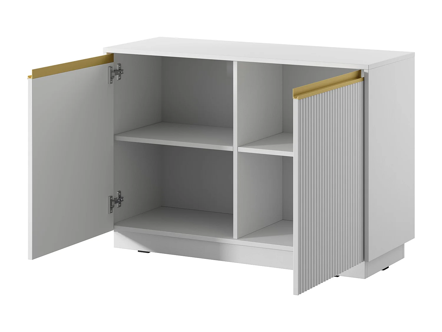 Buffet 2 deuren in hout lamellé blanco 104x72 cm