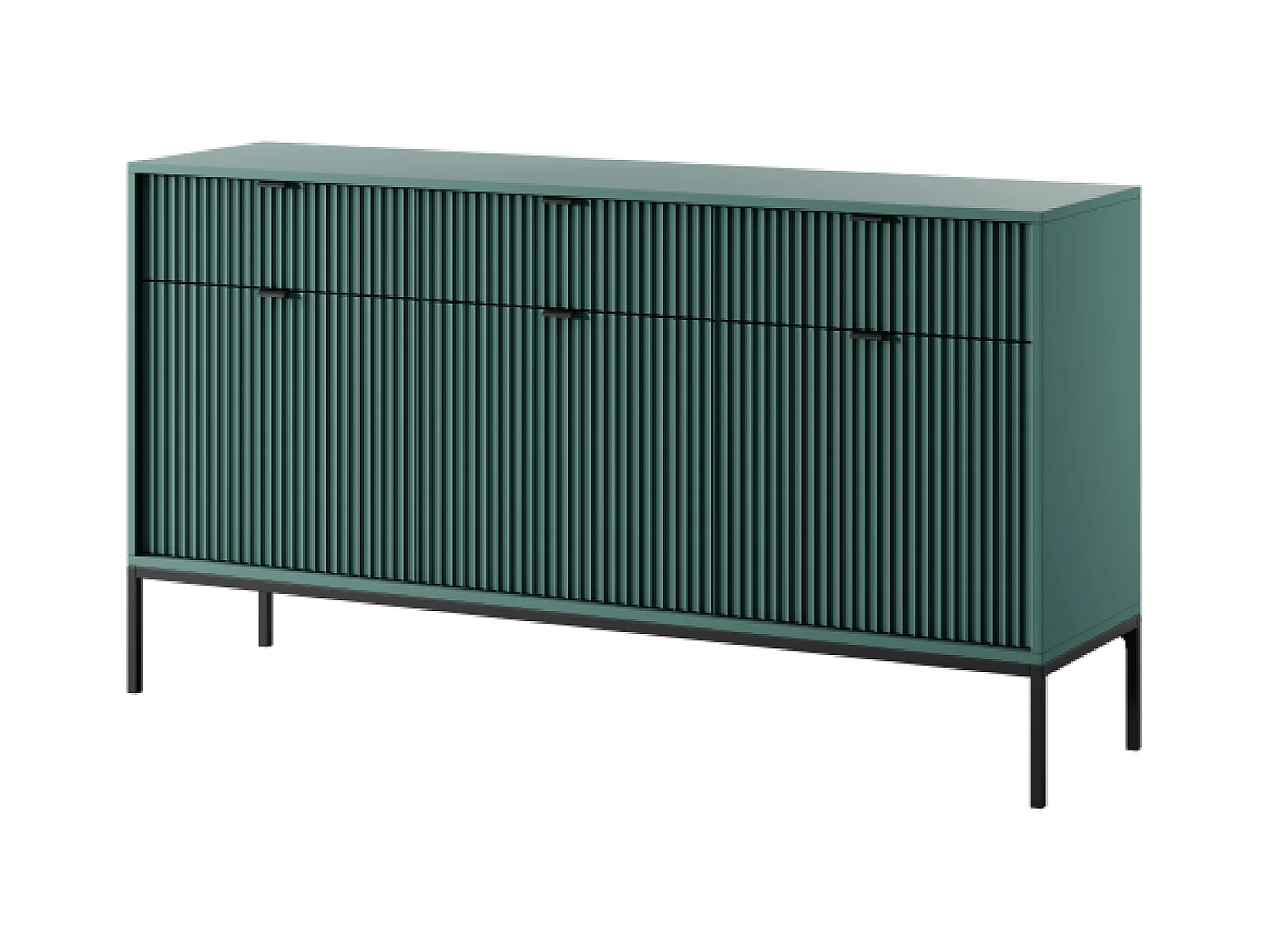 Buffet 3 portes, 3 tiroirs avec pieds en métal noir, 154x83 cm