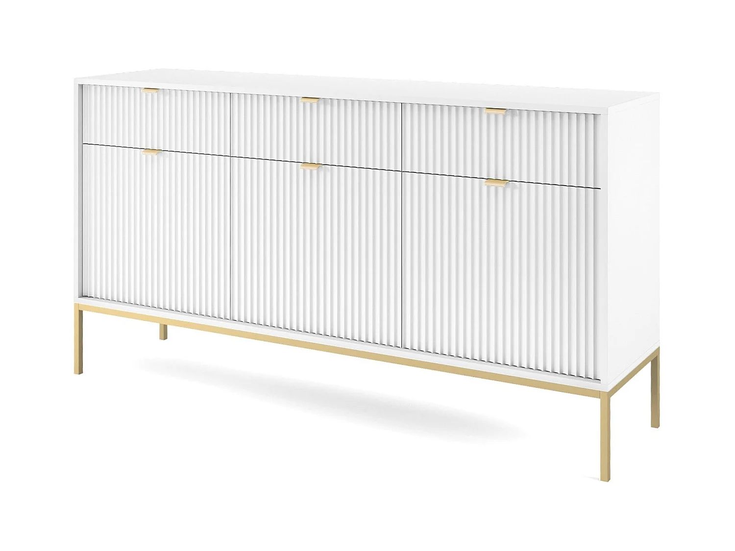 Madia 3 ante 3 cassetti con piedi in metallo oro 154x83 cm