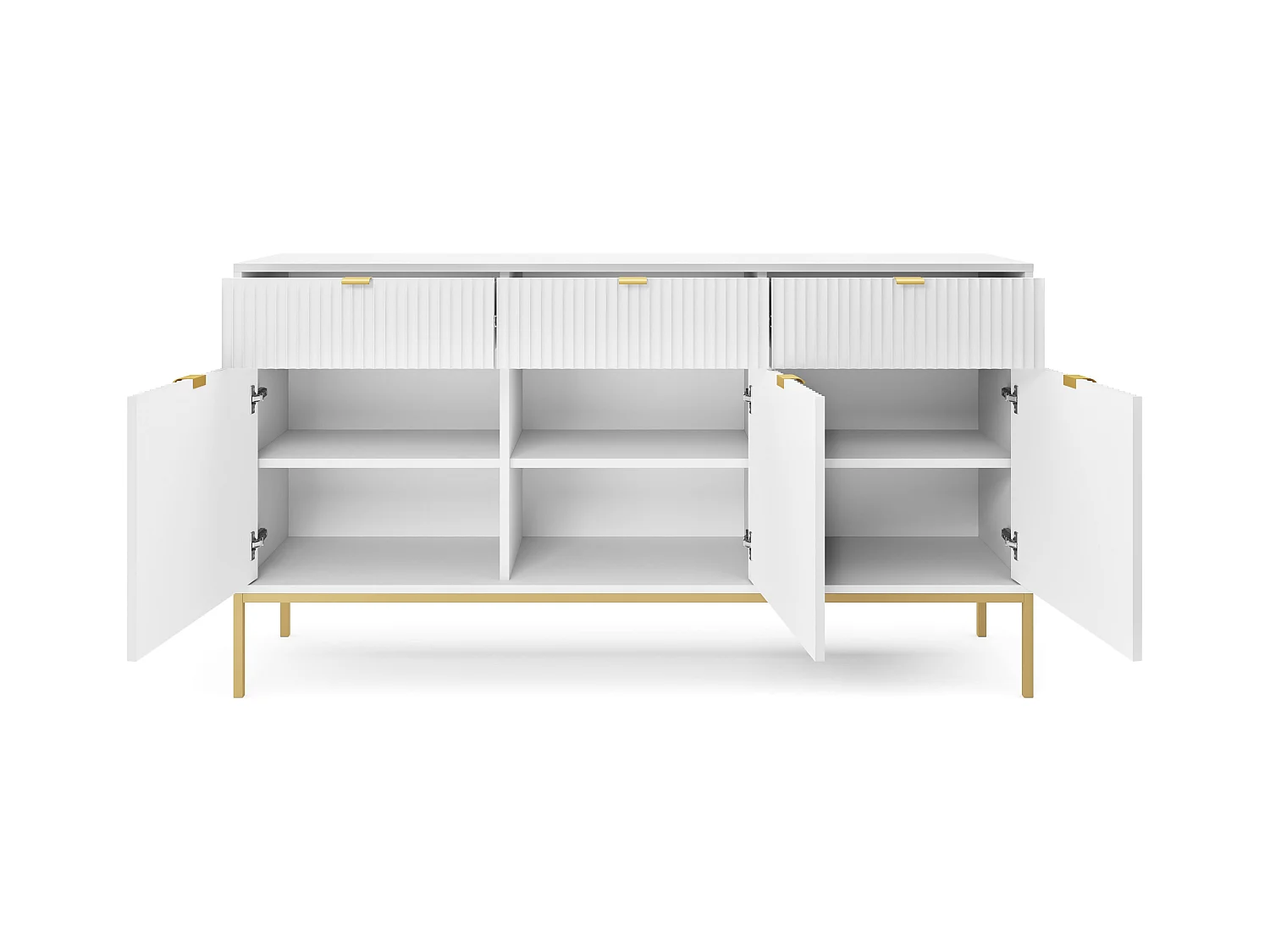 Madia 3 ante 3 cassetti con piedi in metallo oro 154x83 cm