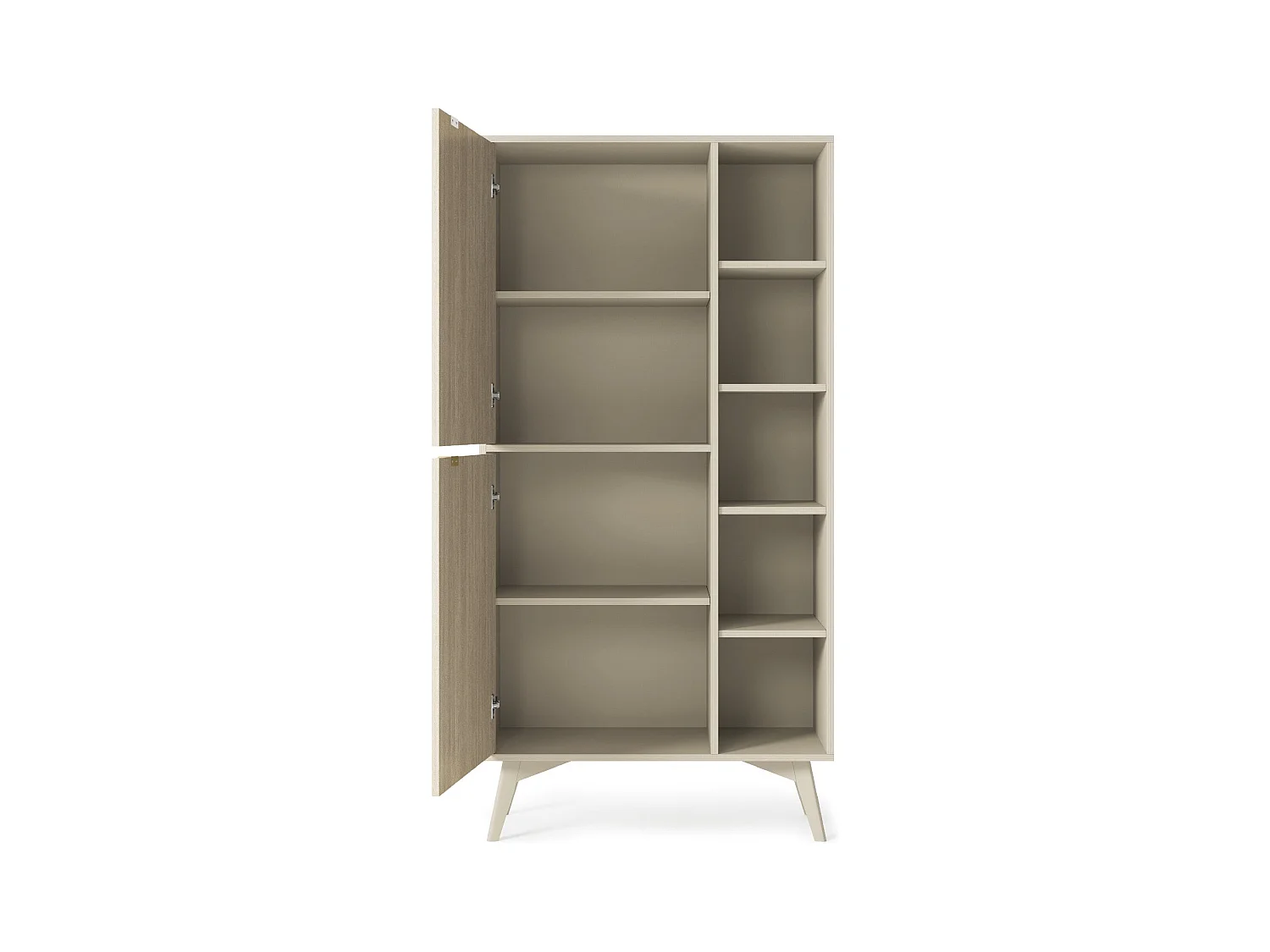 Buffet 2 portes avec 5 étagères ouvertes en bois lamellé, 80x160 cm