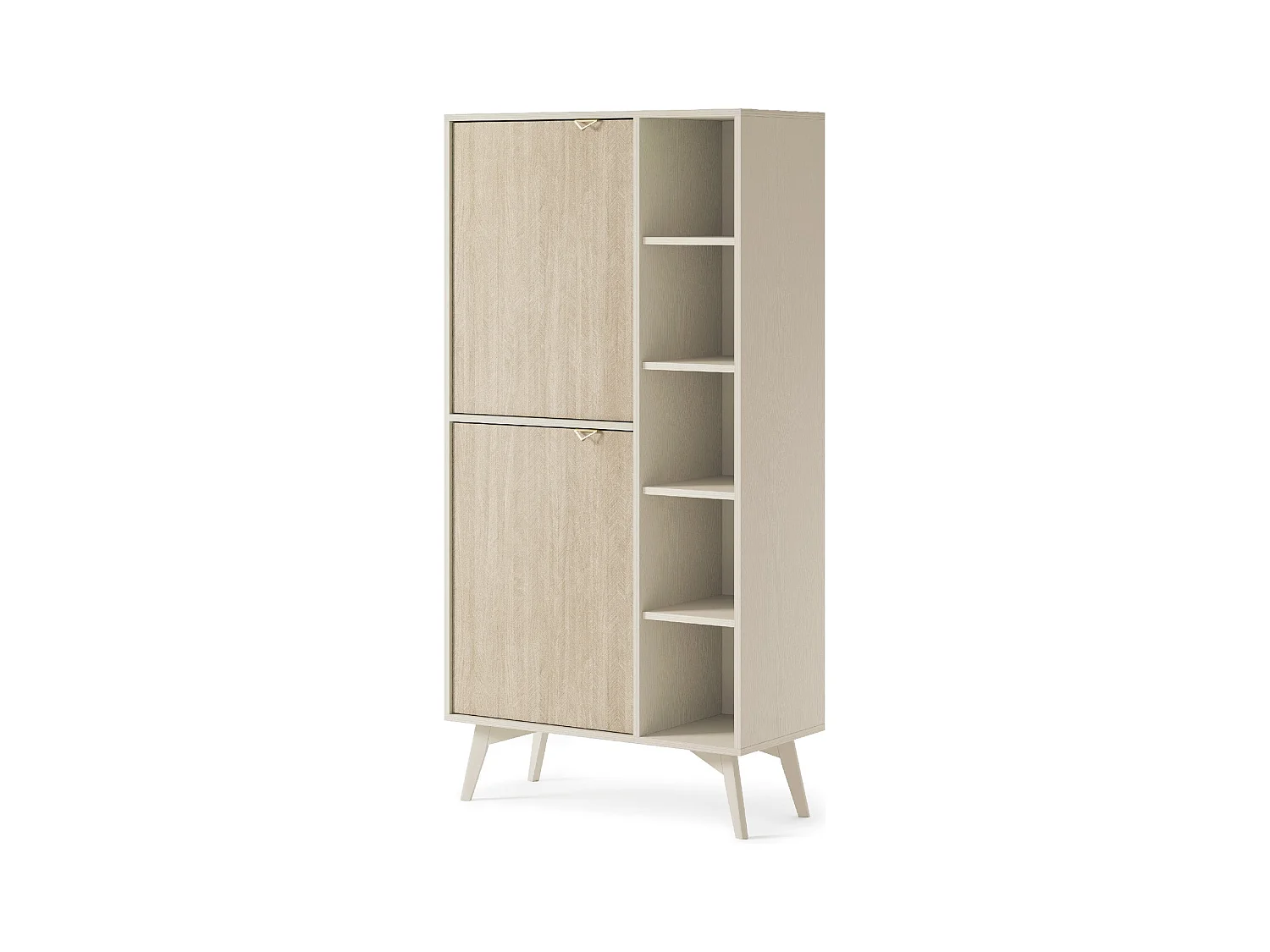 Buffet 2 portes avec 5 étagères ouvertes en bois lamellé, 80x160 cm