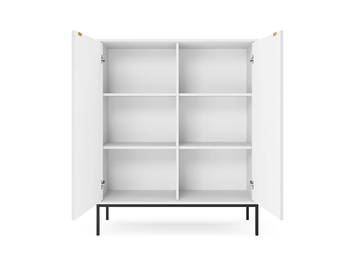 Credenza 2 ante con piedi in metallo nero 104x125 cm