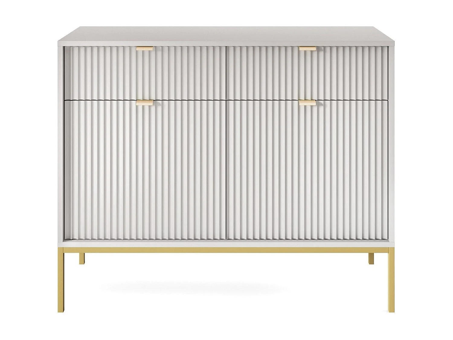 Madia 2 ante 2 cassetti con piedi in metallo oro 104x83 cm