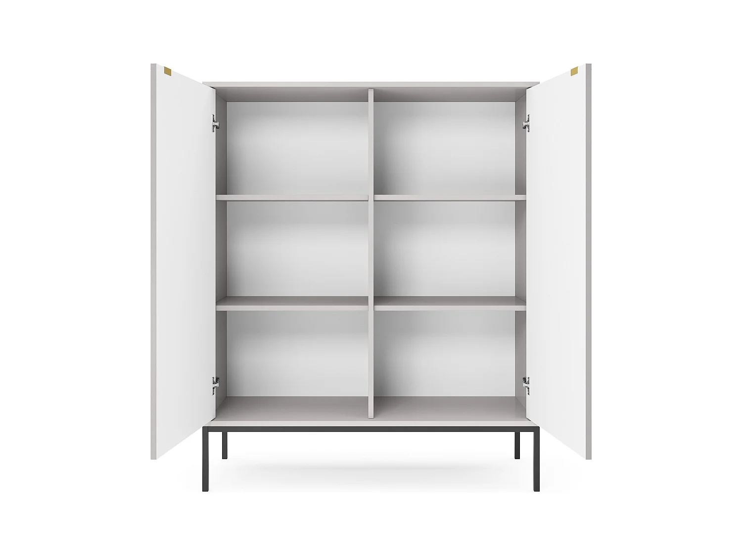 2-deurs buffet met zwarte metalen bladen 104x125 cm