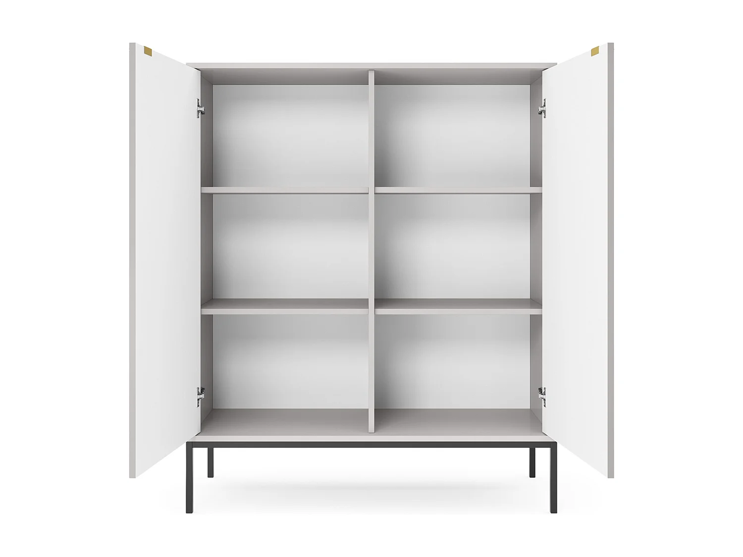 Credenza 2 ante con piedi in metallo nero 104x125 cm