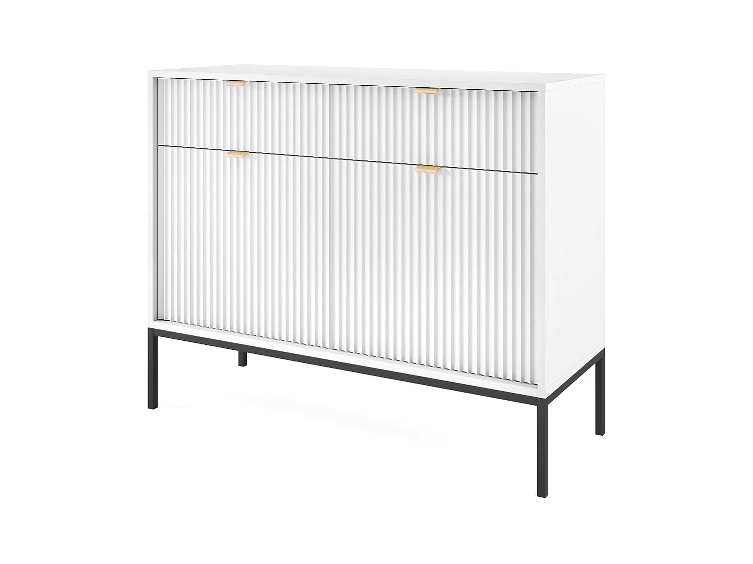 Madia 2 ante 2 cassetti con piedi in metallo nero 104x83 cm