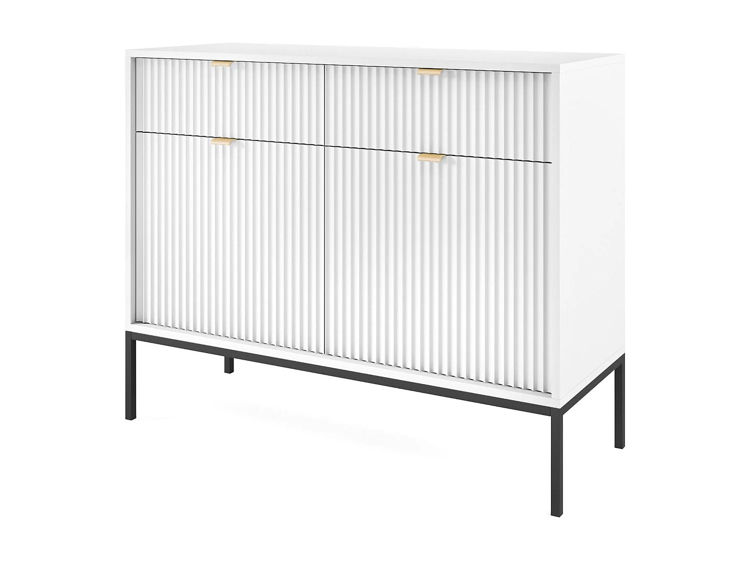 Buffetkast 2 deuren, 2 laden met zwarte metalen bladen, 104x83 cm