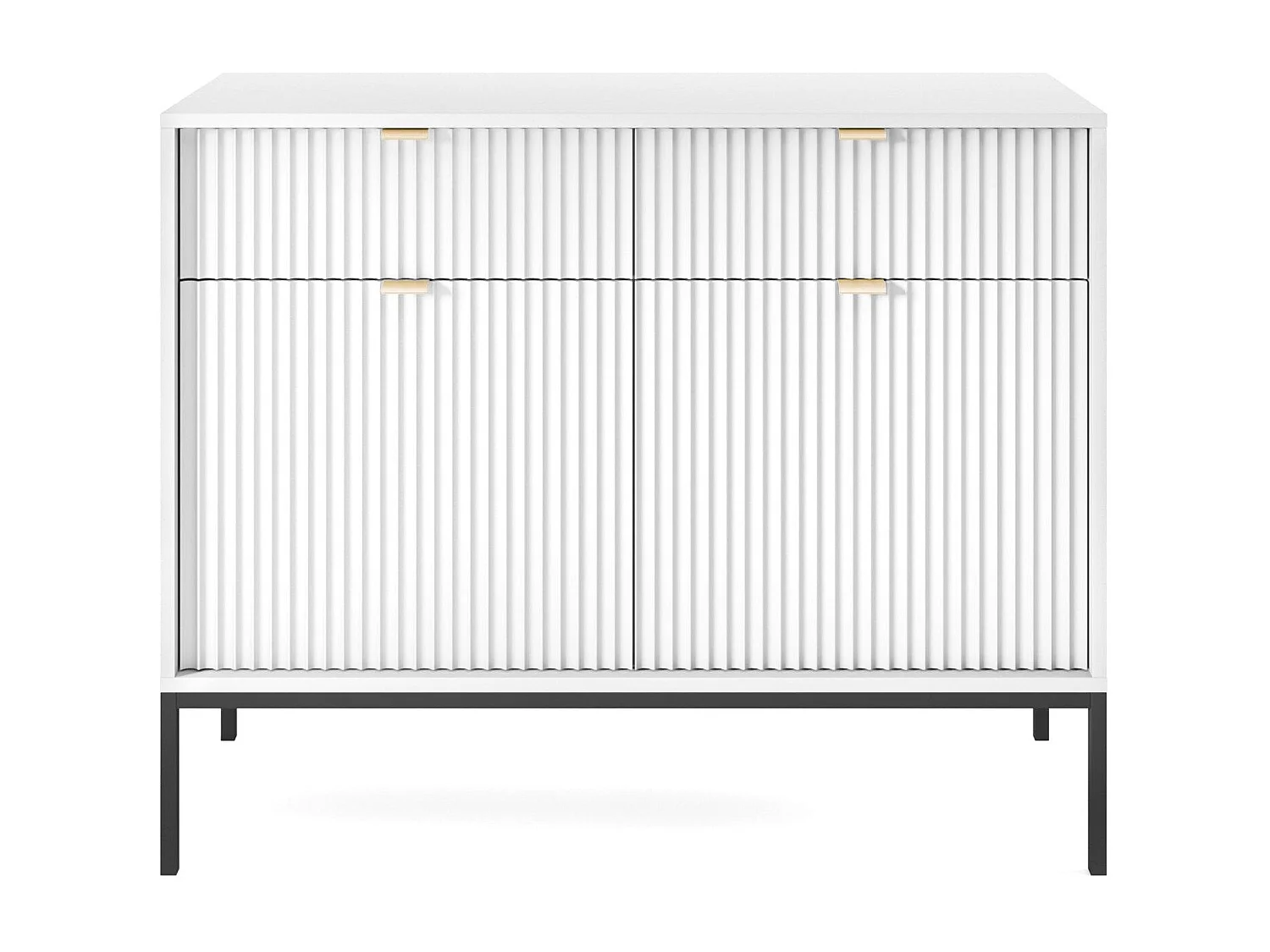 Buffetkast 2 deuren, 2 laden met zwarte metalen bladen, 104x83 cm