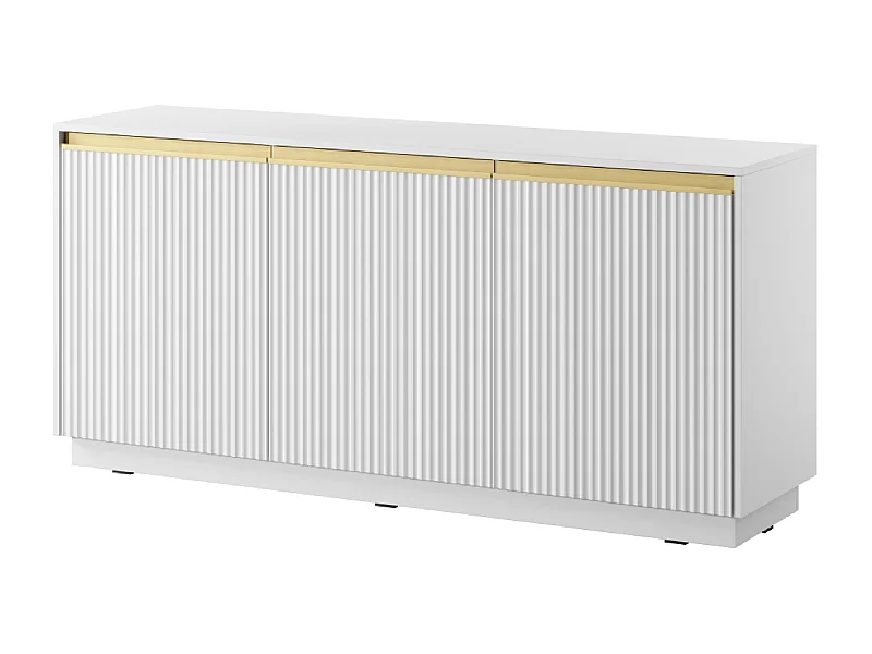 Buffet 3 deuren in hout lamellé blanco 154x72 cm