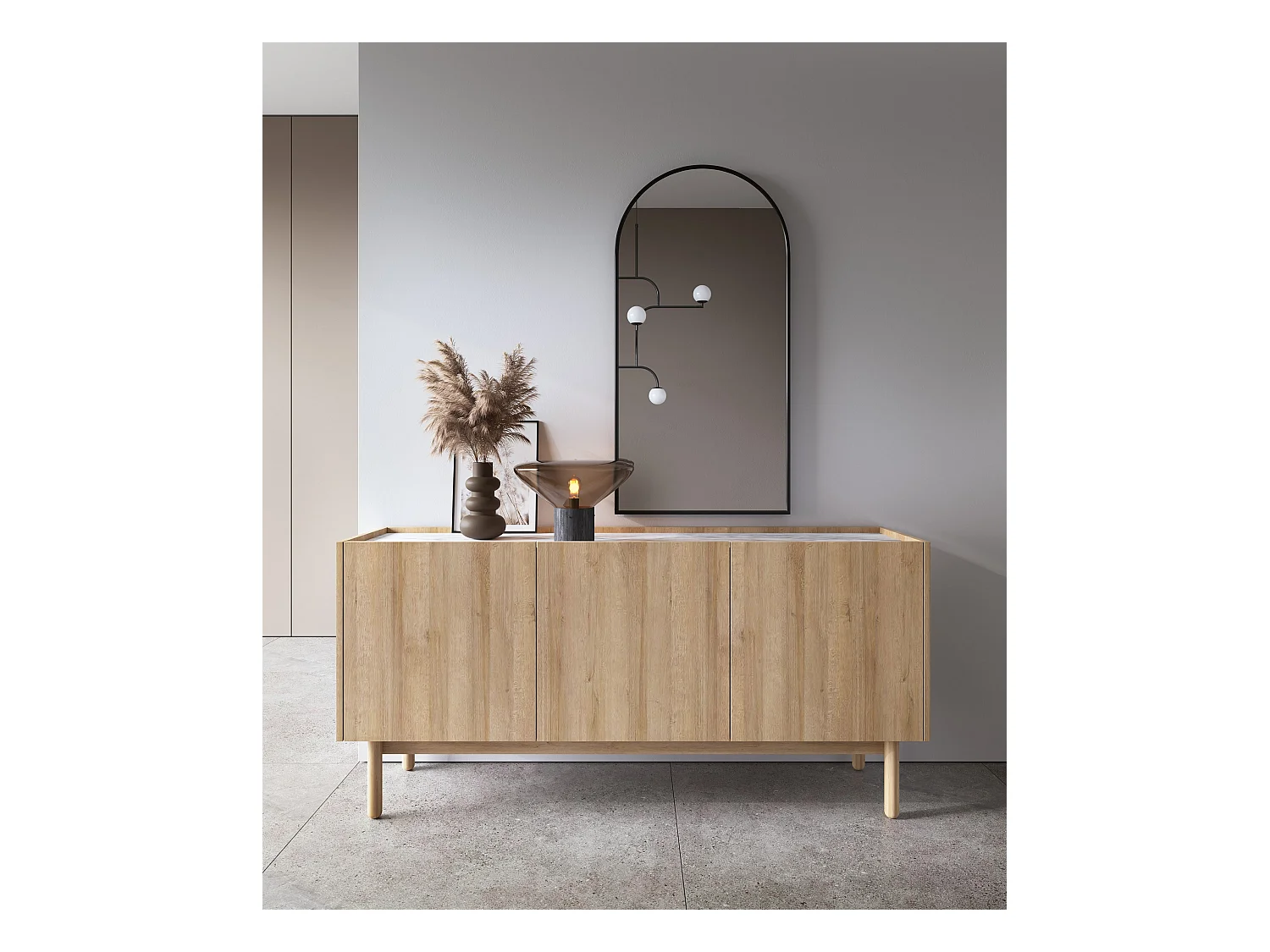 Buffet 3 portes en bois lamellé 144x68 cm