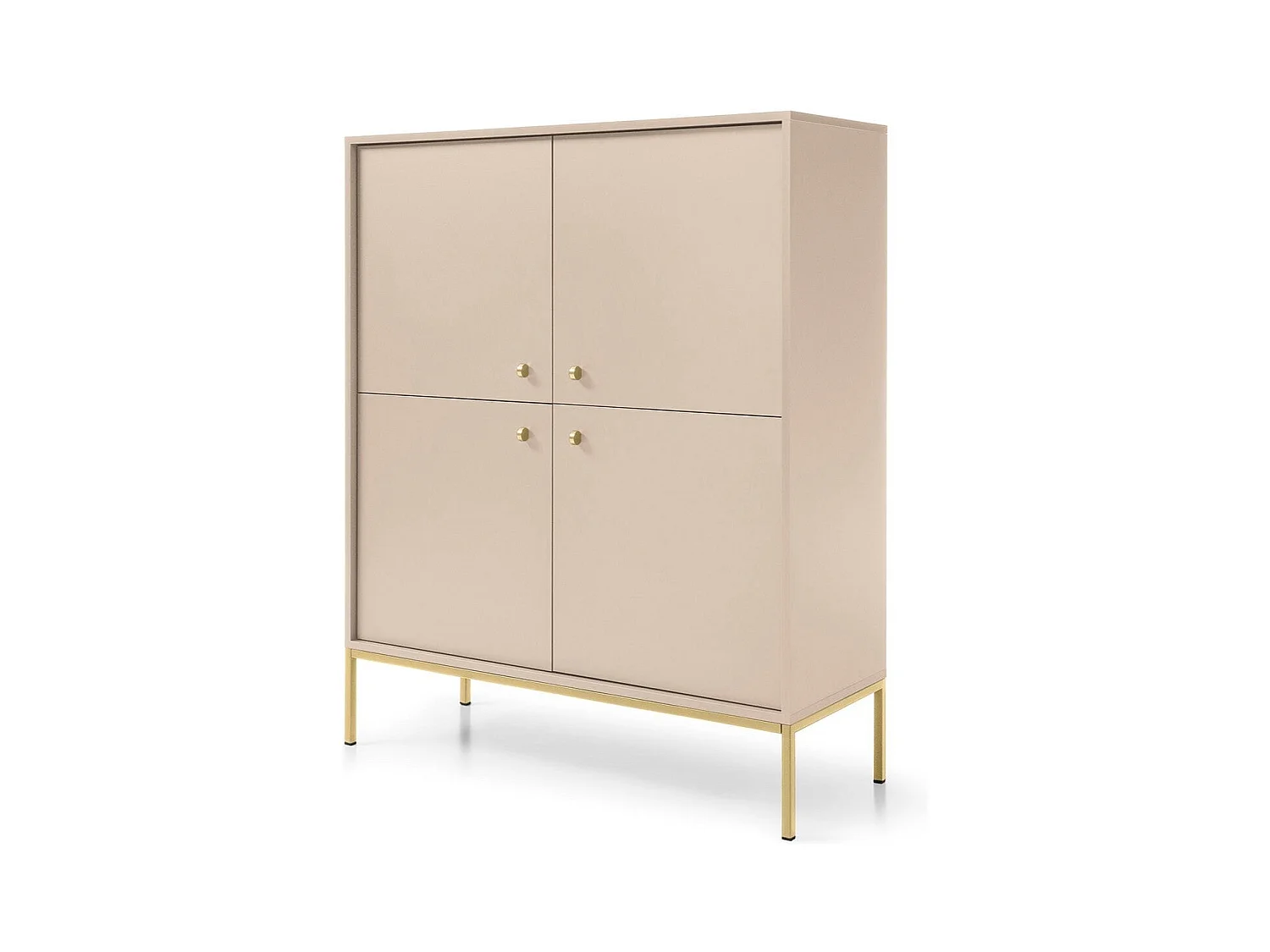 Buffet 4 portes avec pieds en métal doré 104x125 cm