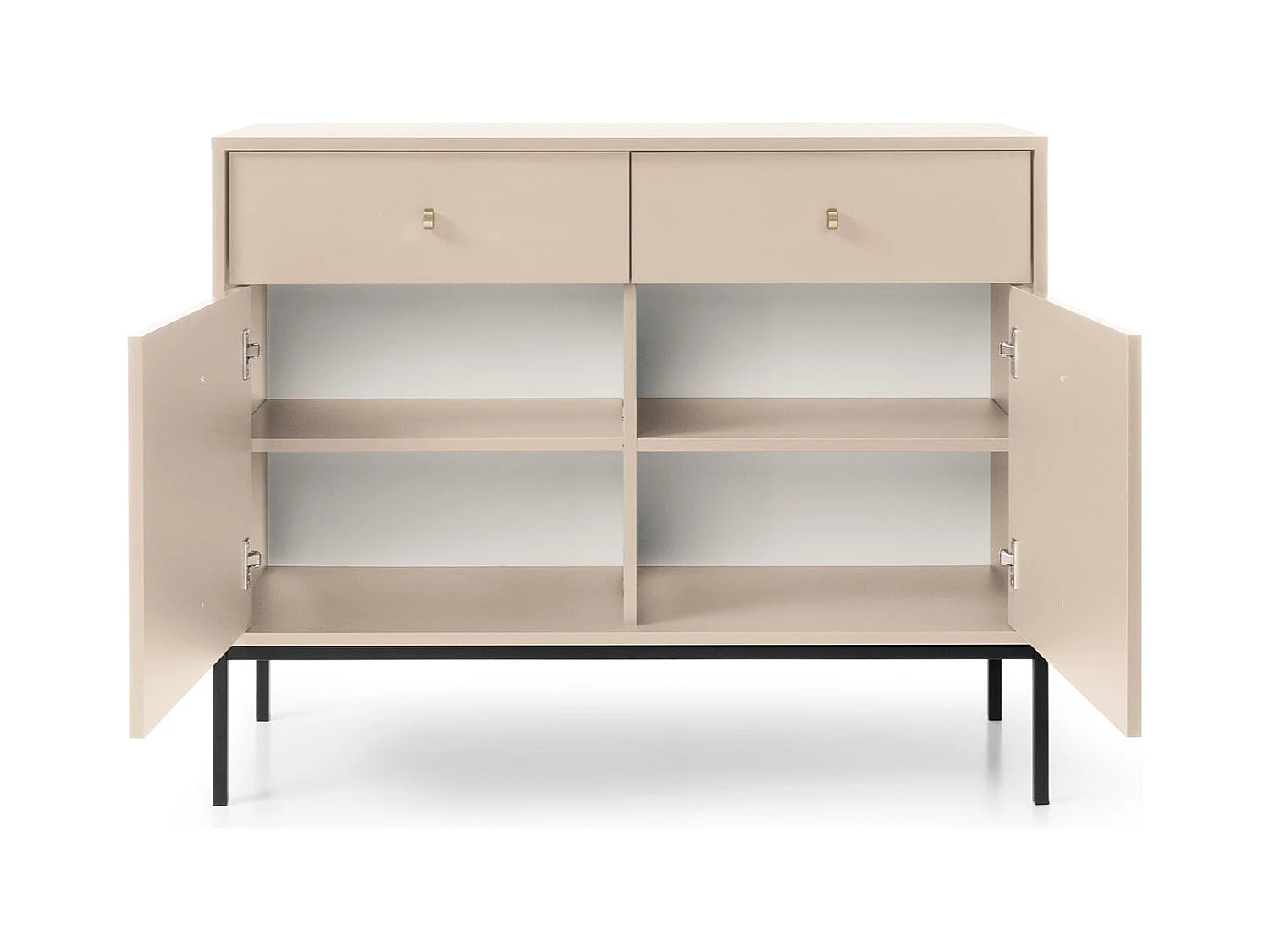 Buffet 4 portes avec pieds en métal doré 104x125 cm