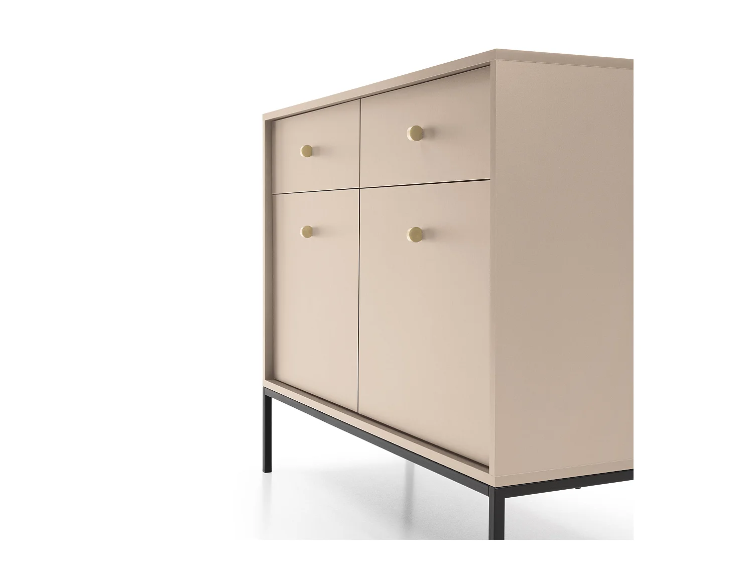 Buffet 4 portes avec pieds en métal doré 104x125 cm