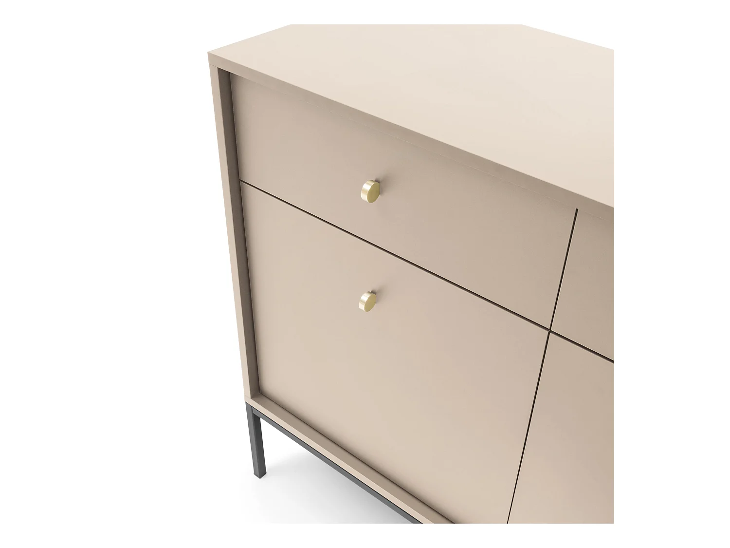 Buffet 4 portes avec pieds en métal doré 104x125 cm