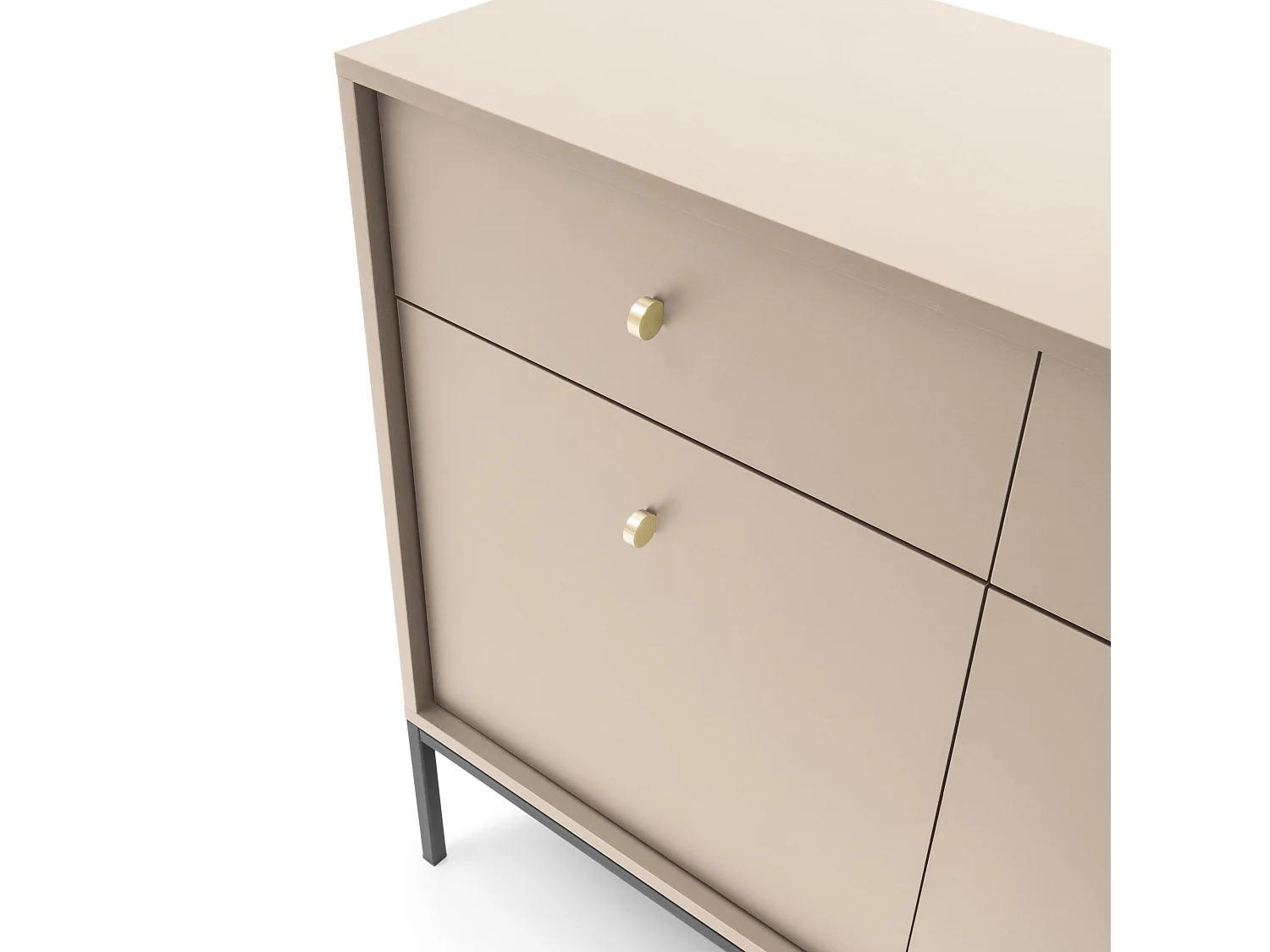 Buffet 4 portes avec pieds en métal doré 104x125 cm