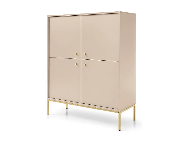 Credenza 4 ante con piedi in metallo oro 104x125 cm