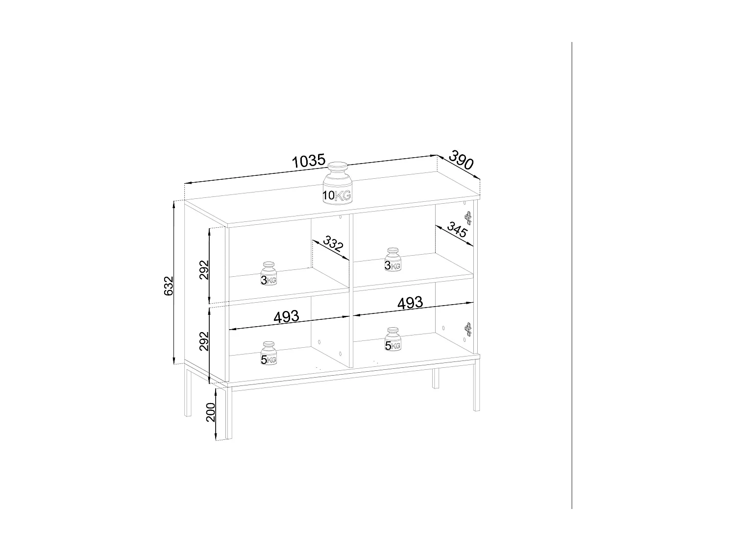 Buffet 2 portes avec LED intégrée, noir et chêne, 104x83 cm