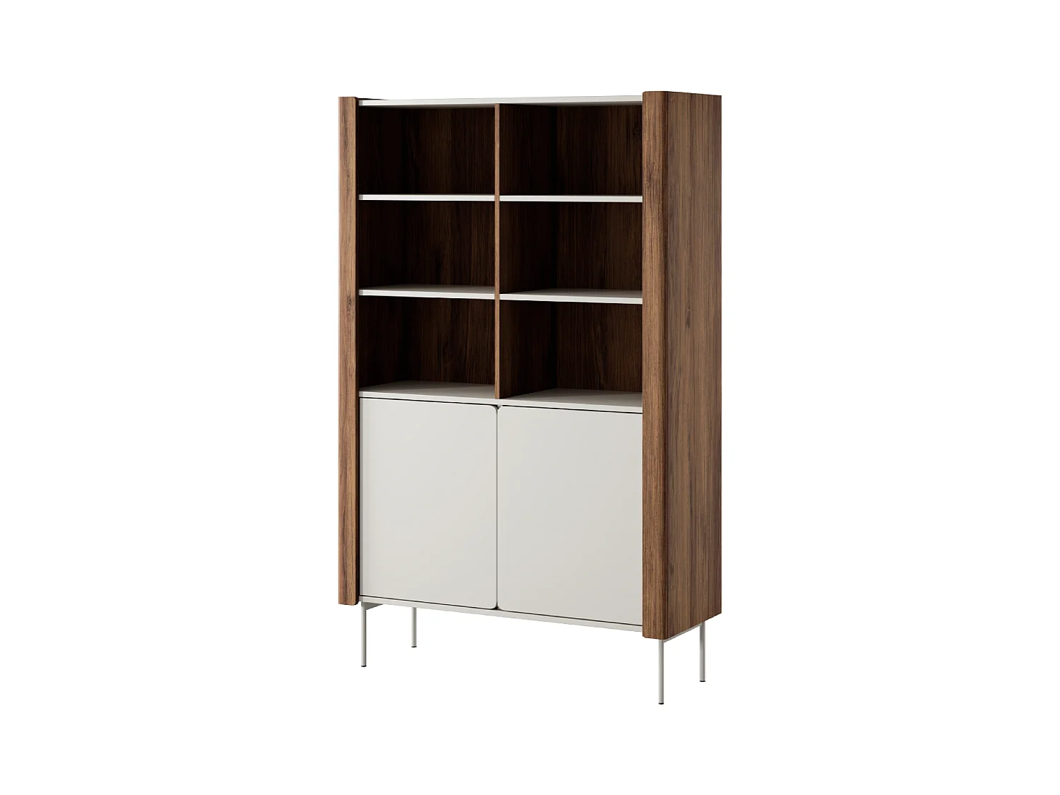 Buffet 2 portes en bois stratifié noyer et cachemire 105x167 cm
