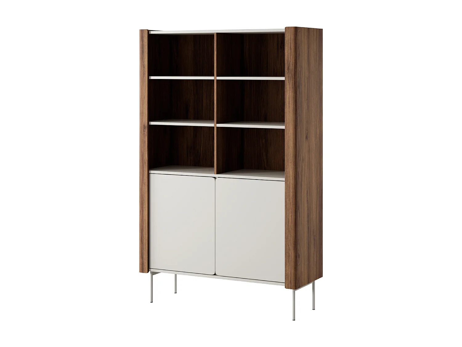 Buffet 2 portes en bois stratifié noyer et cachemire 105x167 cm