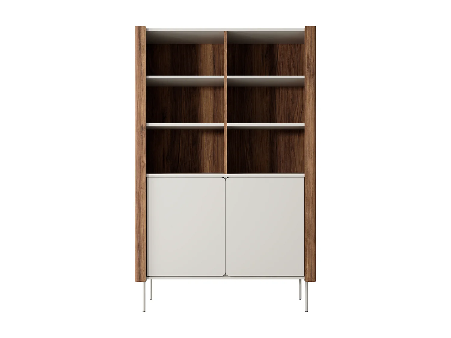 Buffet 2 portes en bois stratifié noyer et cachemire 105x167 cm