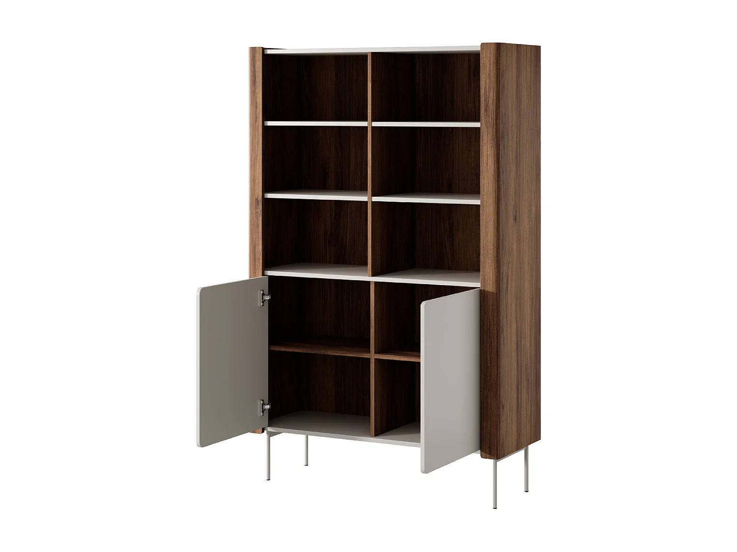 Buffet 2 portes en bois stratifié noyer et cachemire 105x167 cm