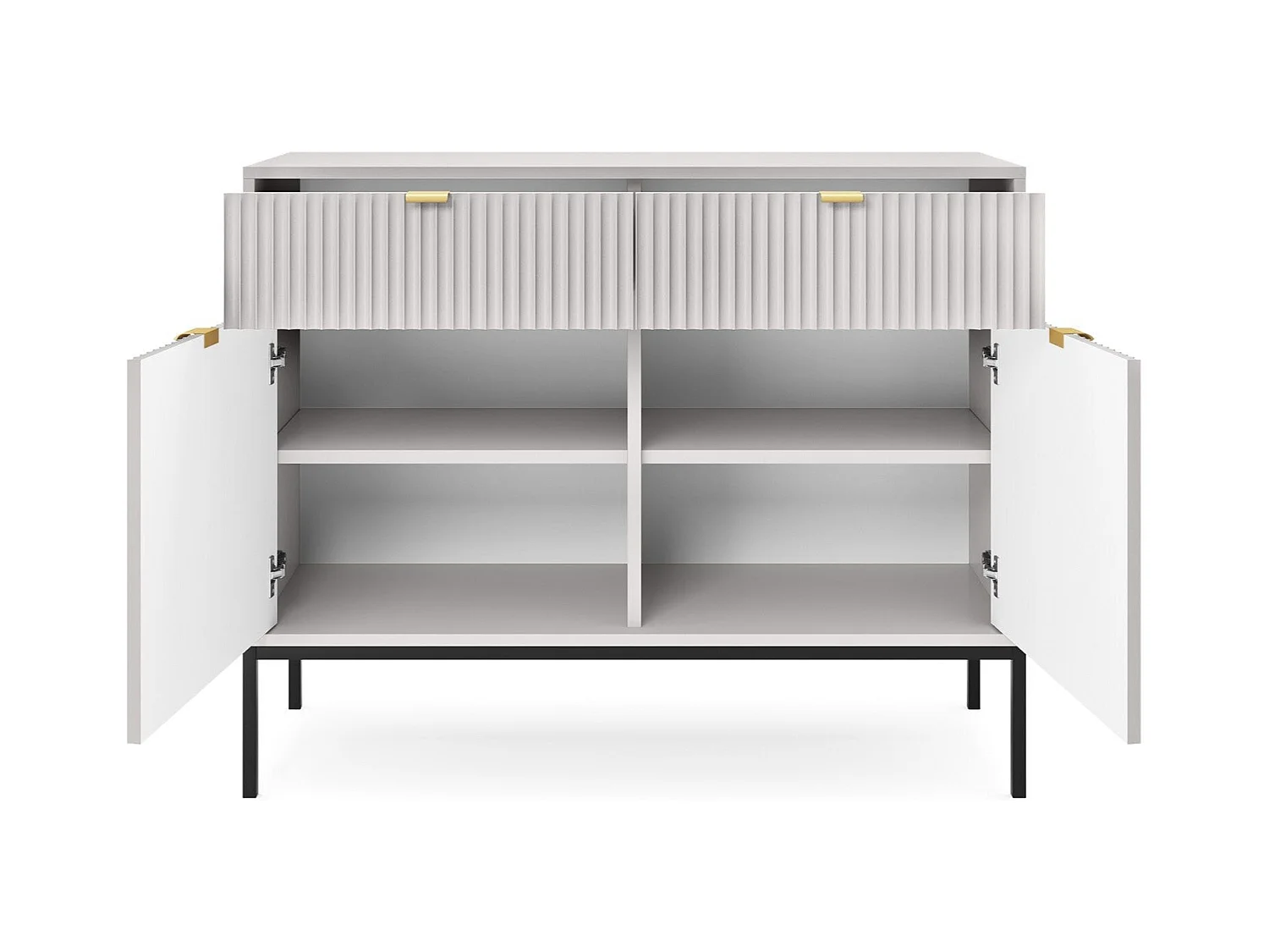 Madia 2 ante 2 cassetti con piedi in metallo nero 104x83 cm