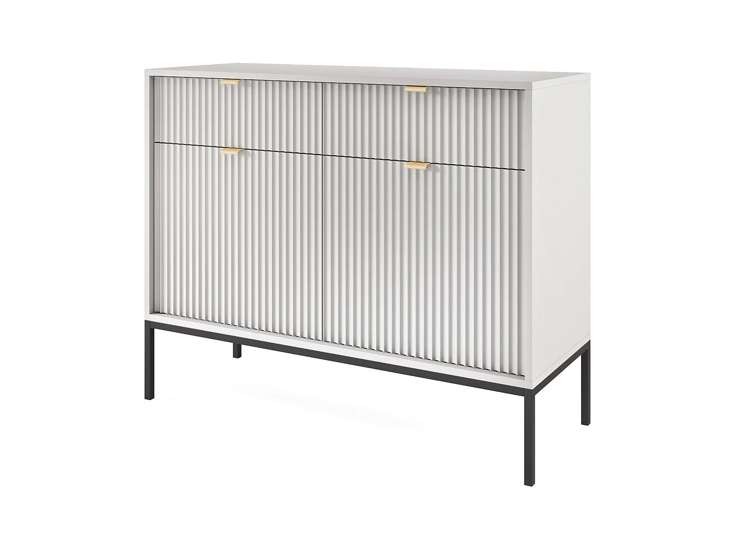 Buffet 2 portes, 2 tiroirs avec pieds en métal noir, 104x83 cm