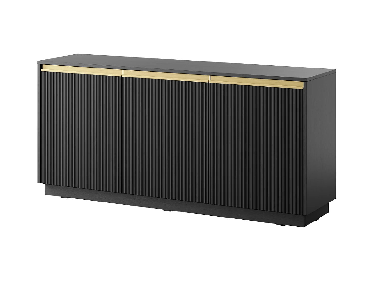 Buffet 3 portes en bois laminé noir 154x72 cm