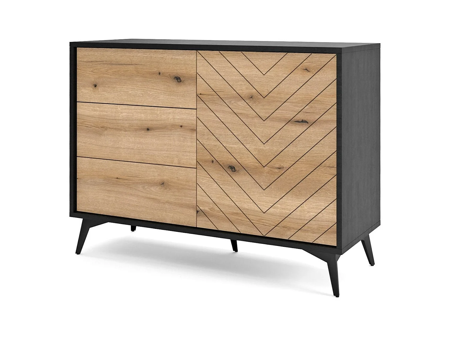 Buffet 1 porte et 3 tiroirs en bois lamellé 104x77 cm