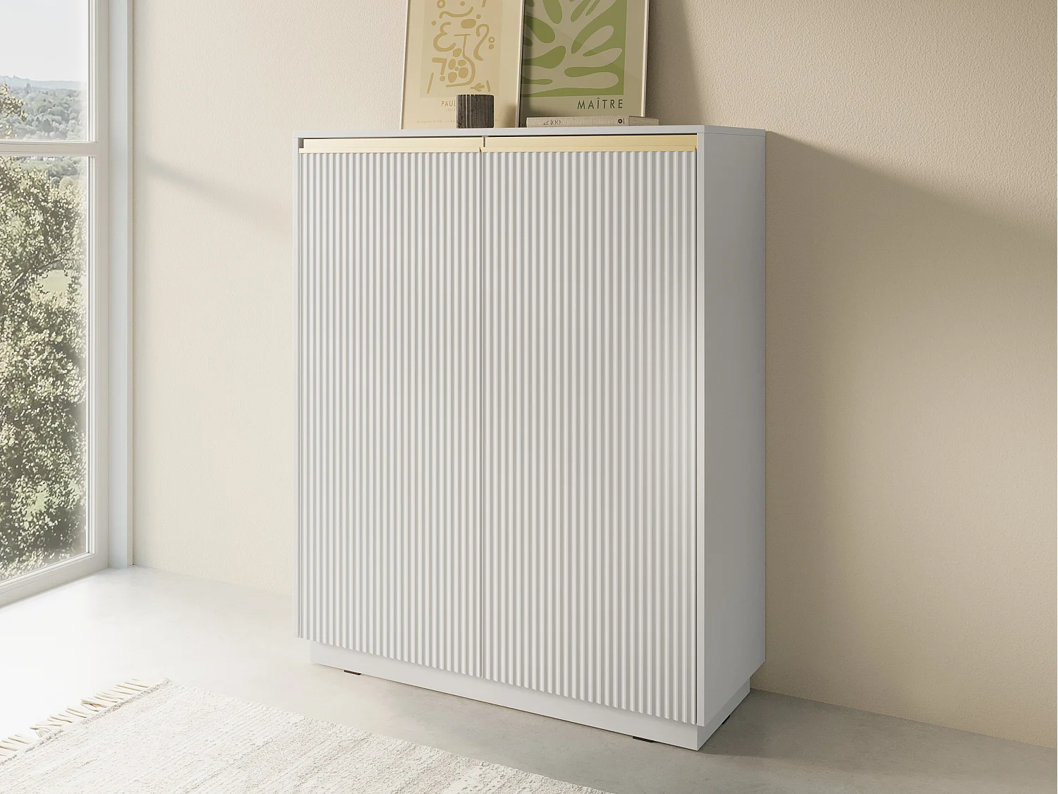 Buffetkast 2 deuren en hout gelaagd wit 104x127 cm