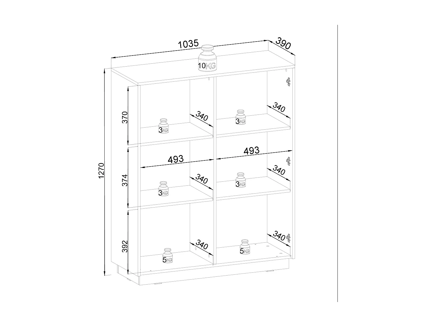 Buffet 2 portes en bois stratifié beige 104x127 cm
