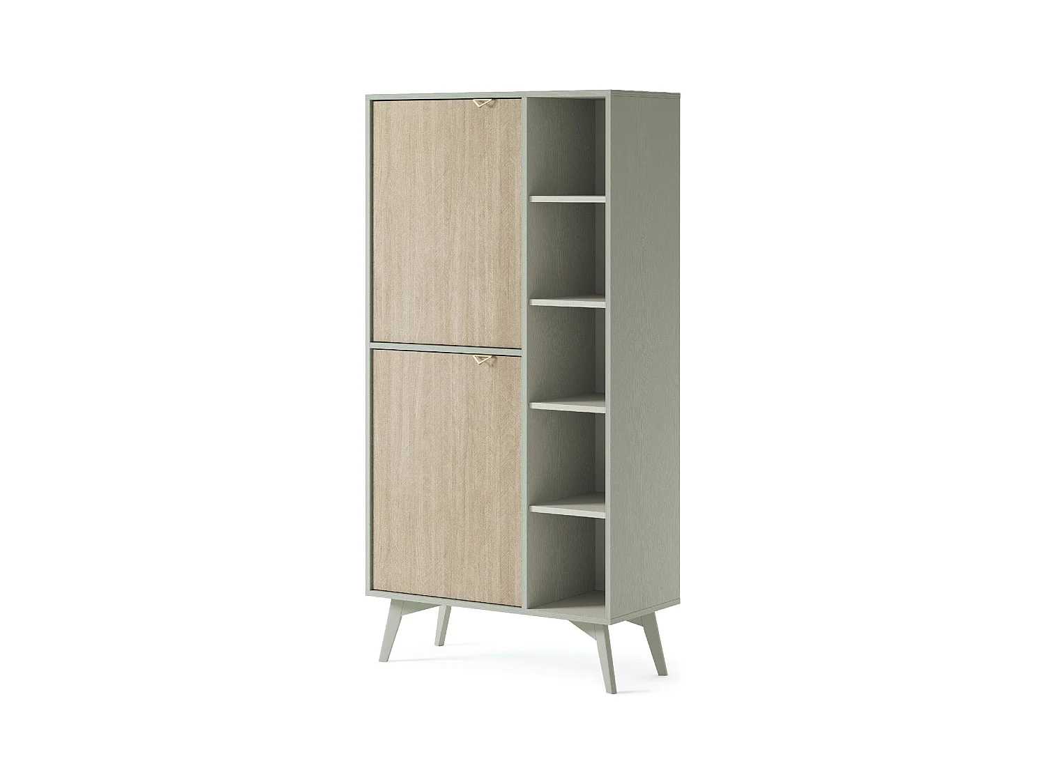 Buffet 2 portes avec 5 étagères ouvertes en bois lamellé, 80x160 cm