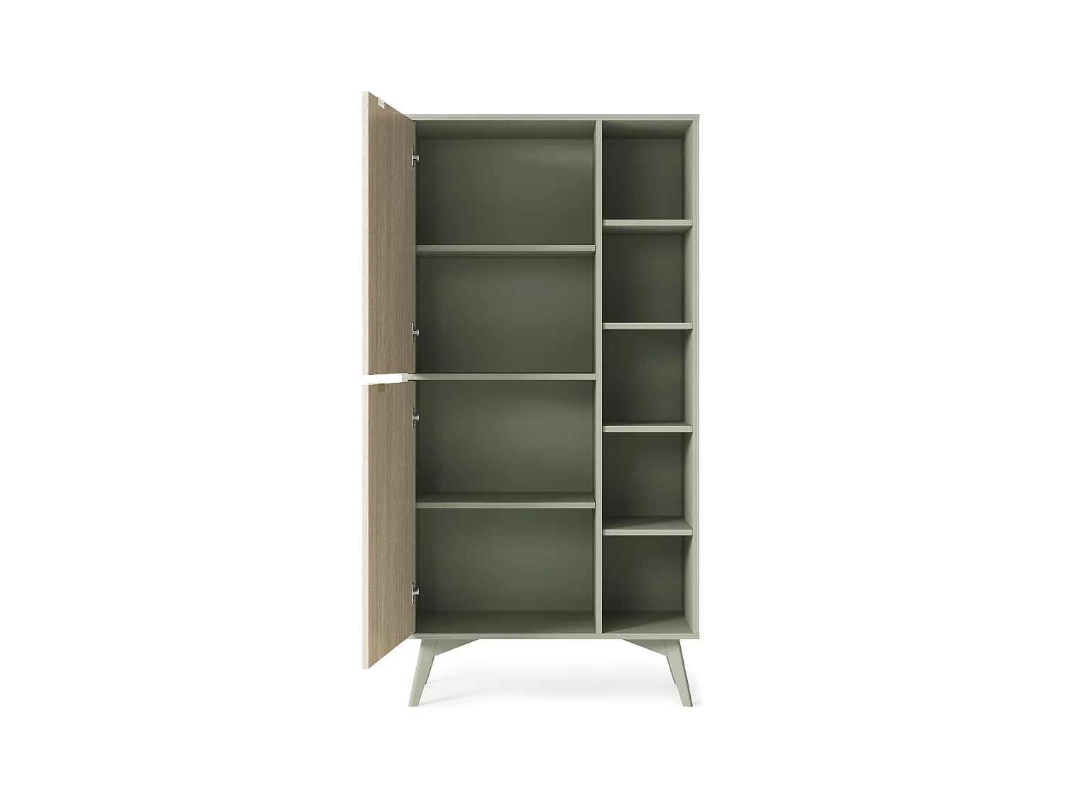 Buffet 2 portes avec 5 étagères ouvertes en bois lamellé, 80x160 cm