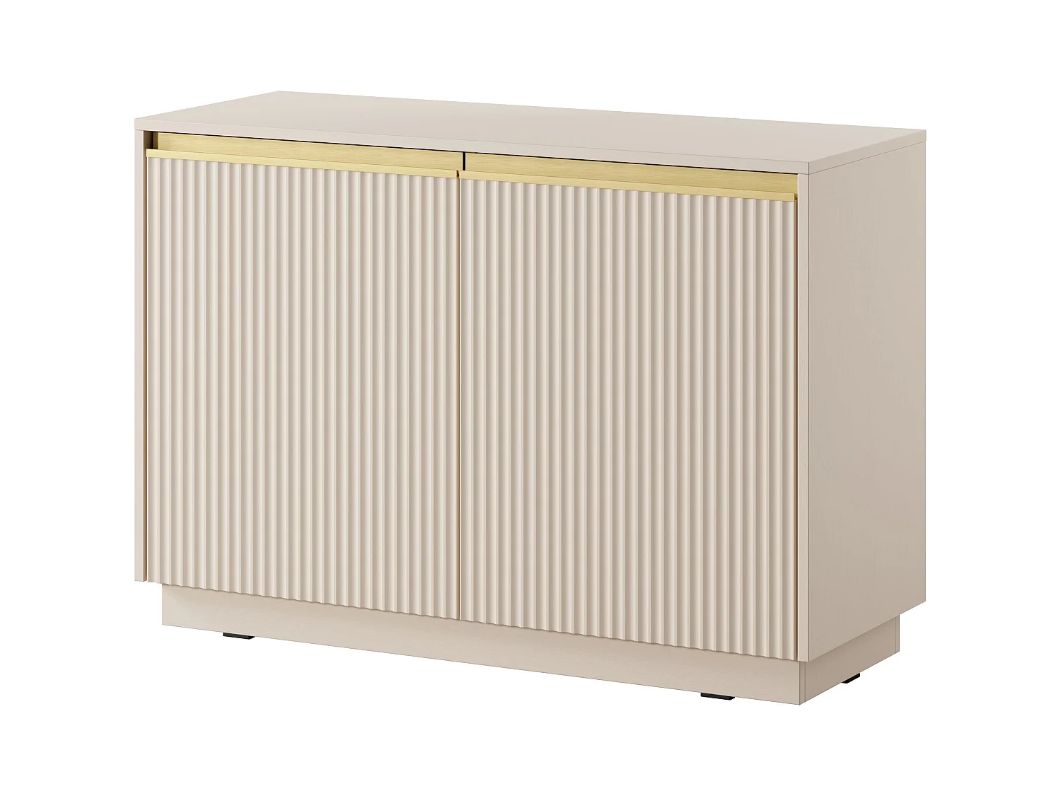 Buffet 2 portes en bois lamellé beige 104x72 cm