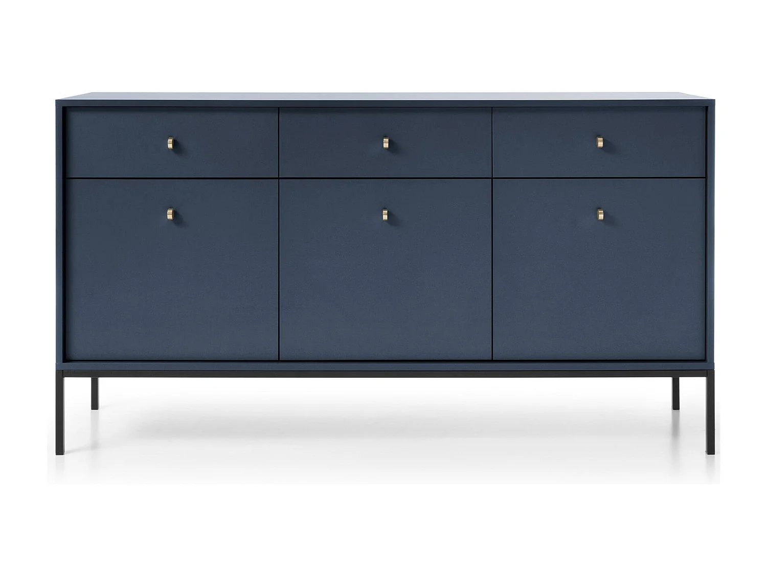 Aparador 3 portas e 3 gavetas com pés de metal preto, 154x83 cm