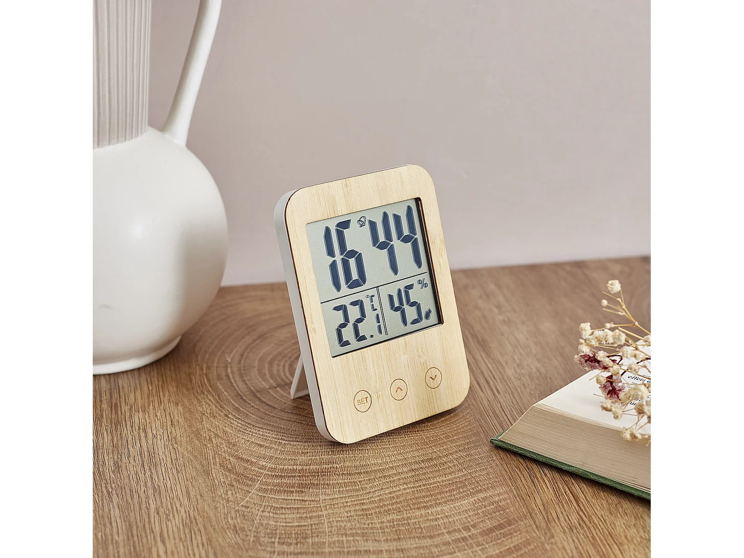 Reveil Station Meteo Bois Marron