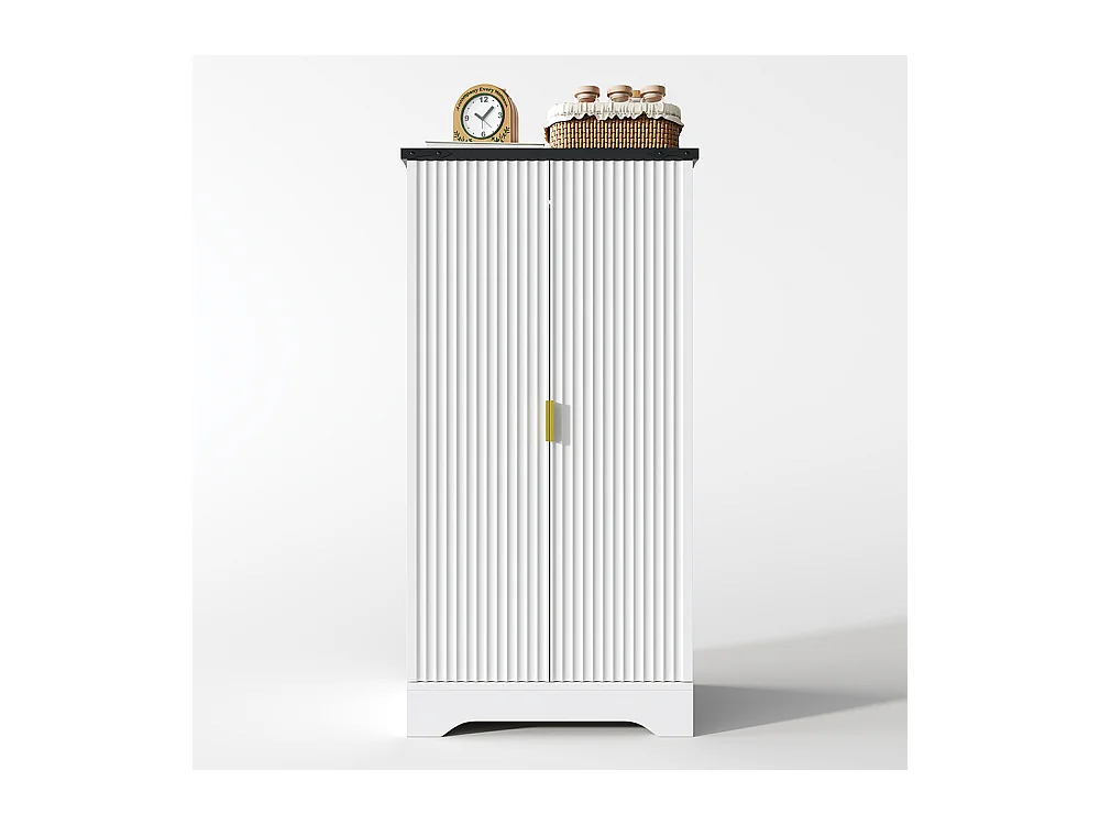 Vaisselier cuisine LED capteur étagère épices spacieuse double porte étagères réglables design moderne blanc