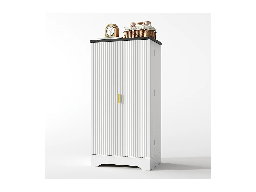 Vaisselier cuisine LED capteur étagère épices spacieuse double porte étagères réglables design moderne blanc