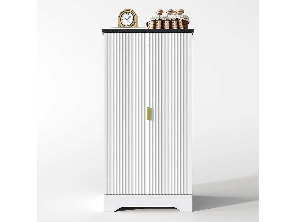 Vaisselier cuisine LED capteur étagère épices spacieuse double porte étagères réglables design moderne blanc