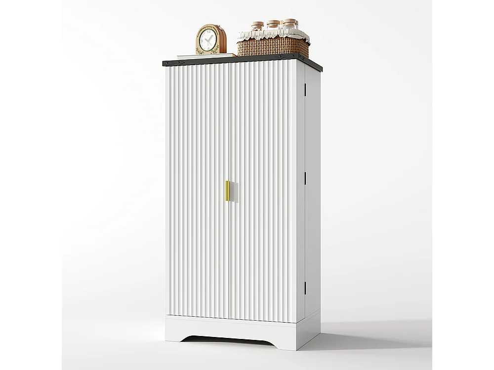 Vaisselier cuisine LED capteur étagère épices spacieuse double porte étagères réglables design moderne blanc