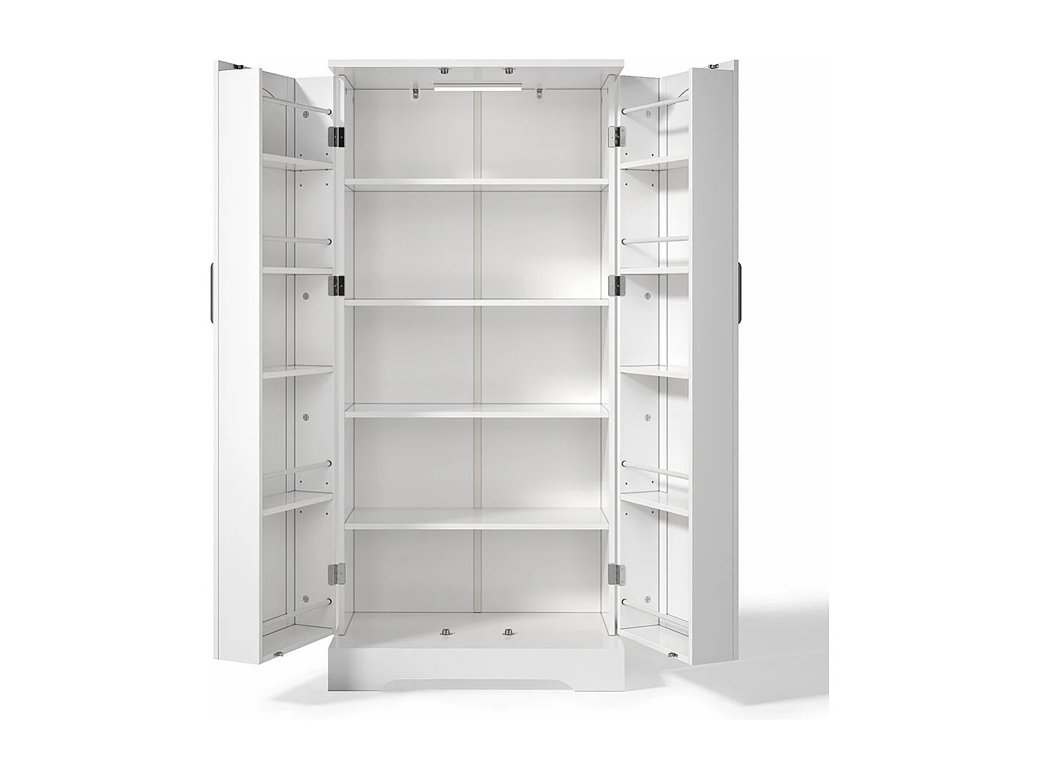 Vaisselier cuisine blanc multifonction LED capteur étagères réglables double porte rangement anti-basculement cuisine salon salle à manger